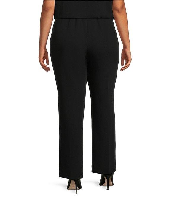 Caroline Rose Plus Size Matte Crepe Pull-On Straight Leg Pants Product Image