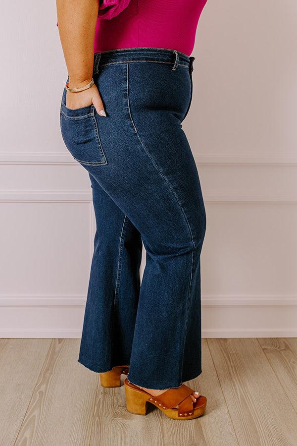 The Adriana High Waist Wide Leg Jean in Dark Wash Curves Product Image