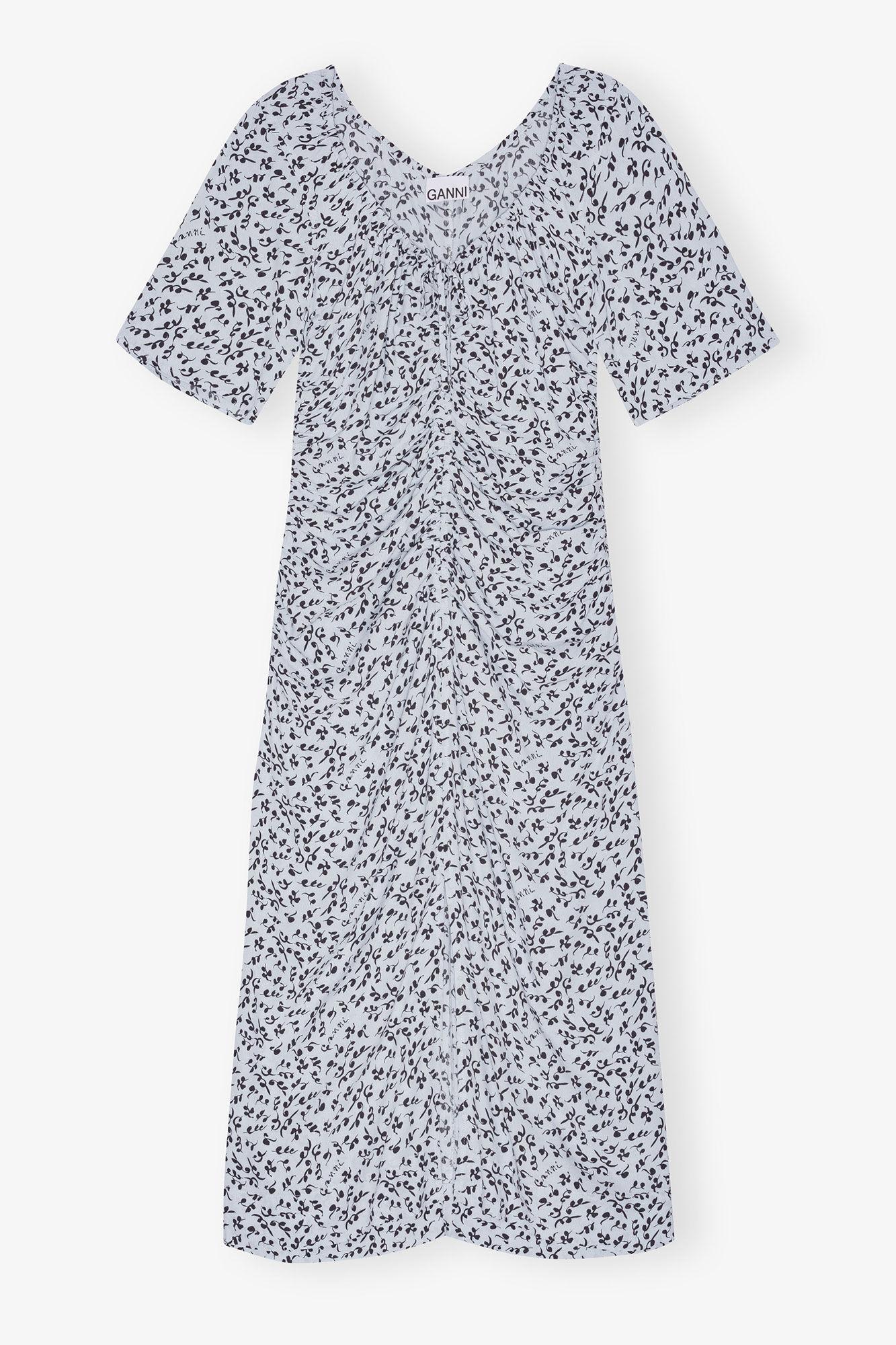 Printed Crepe U-neck Midi Dress Product Image