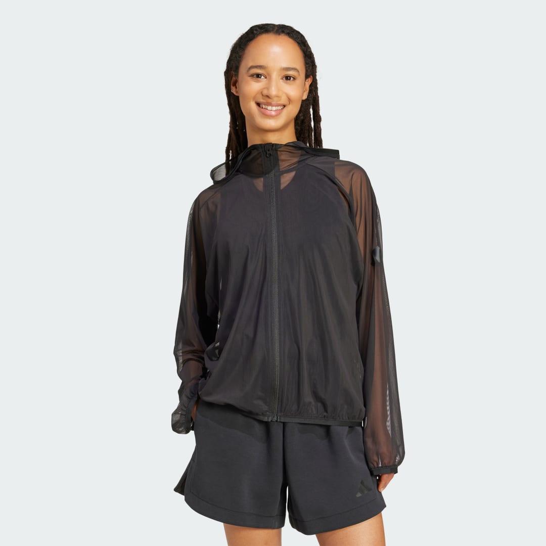 adidas Soft Lux Mesh Full-Zip Hoodie Beige M Womens Product Image