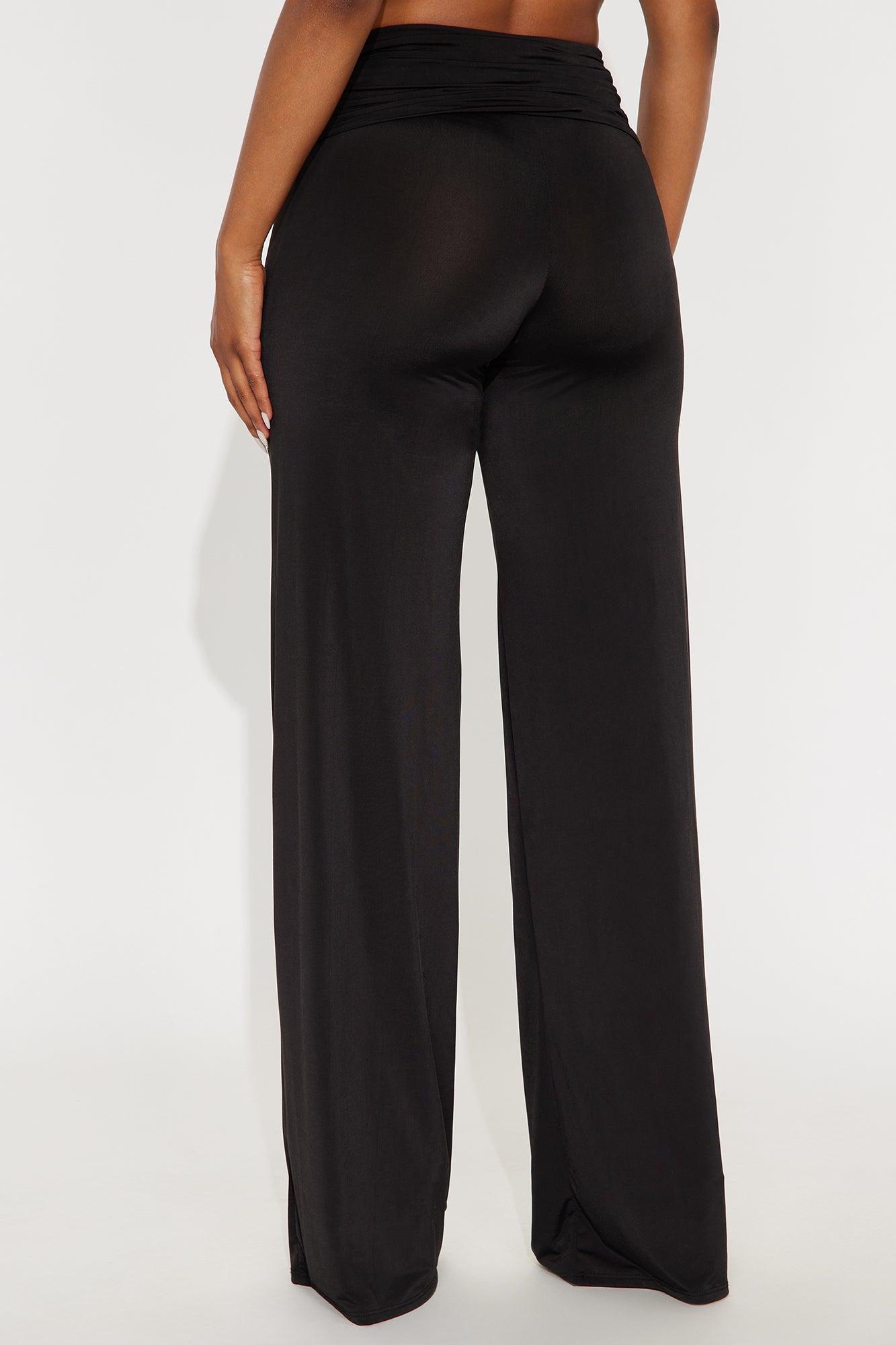 Spoiled Diva Low Rise Wide Leg Ruched Pant 33 - Black Female Product Image