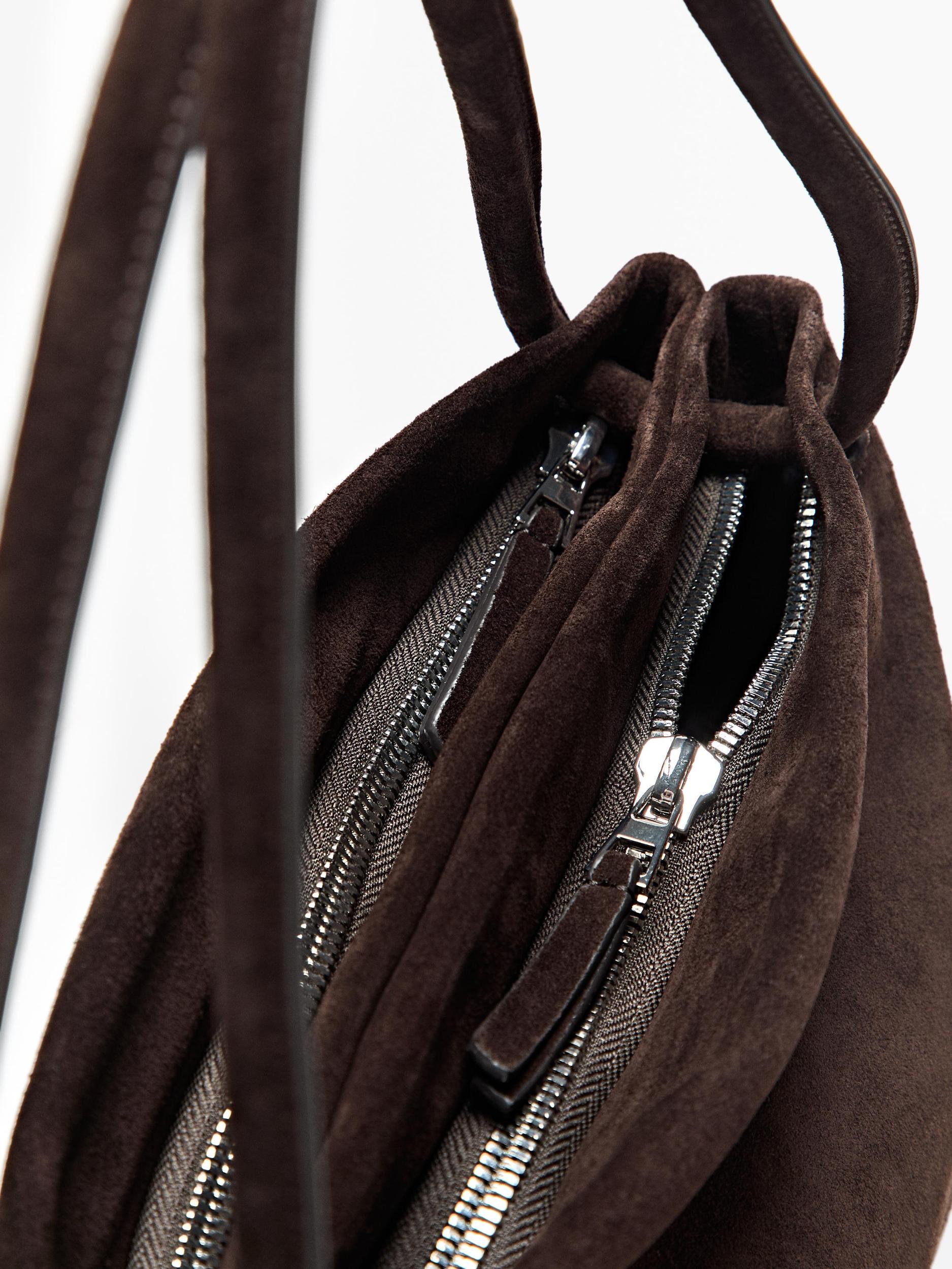 Leather and split leather medium bag with compartments Product Image