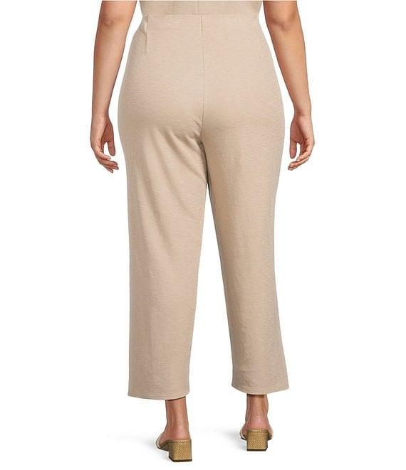 Eileen Fisher Plus Size Coordinating Organic Cotton Rib Knit Straight Ankle Pants Product Image