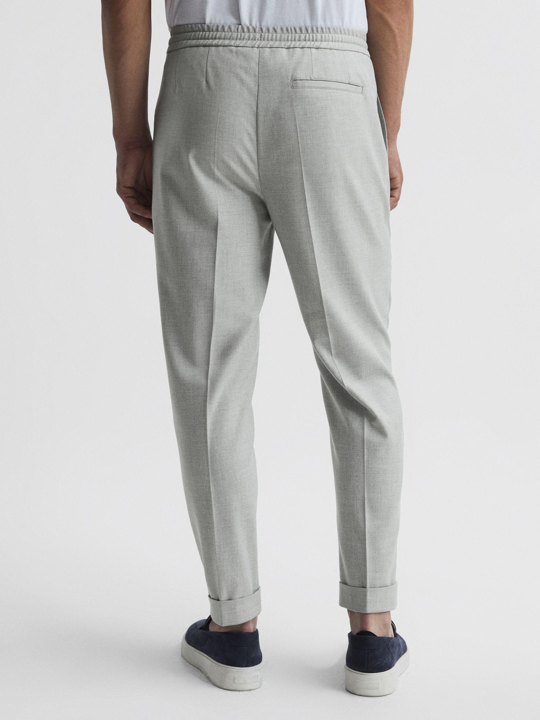 Relaxed Drawstring Trousers with Turn-Ups in Soft Grey Product Image