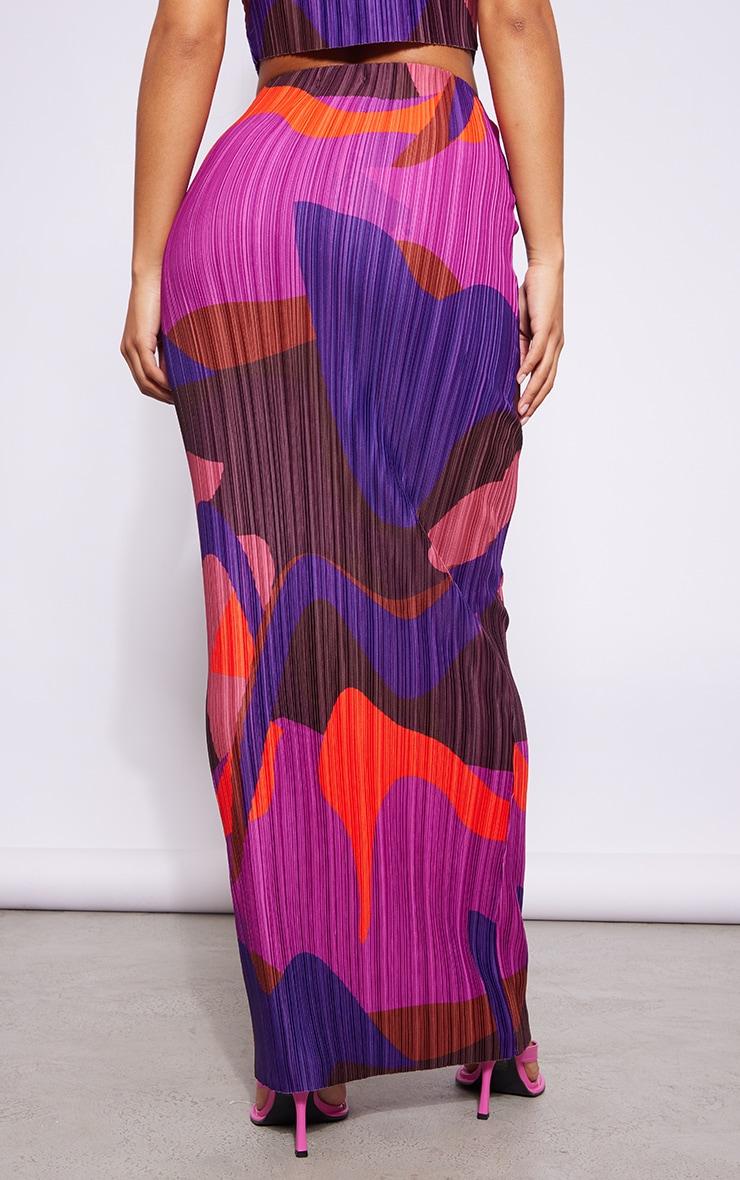 Pink Print Plisse Maxi Skirt Product Image