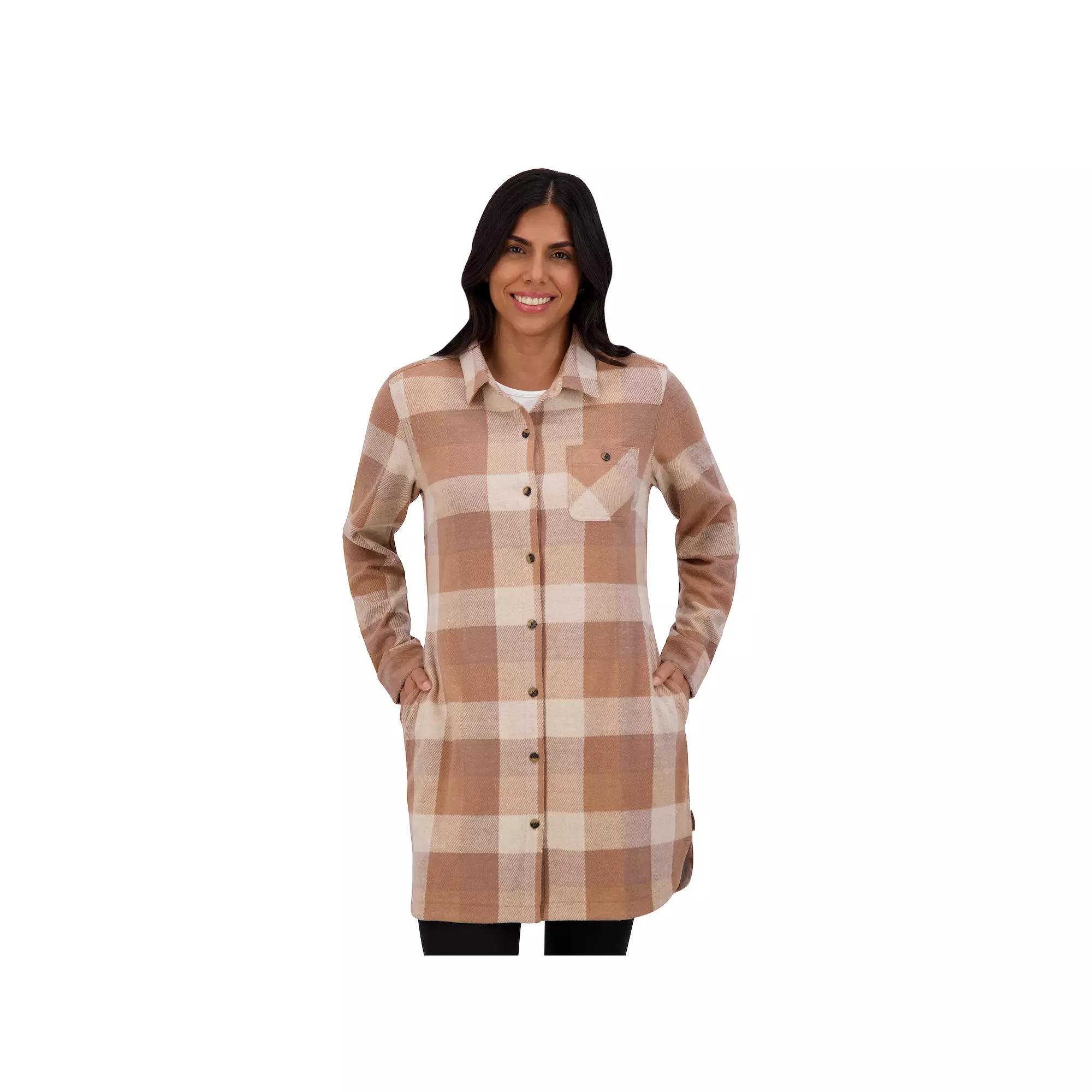 Women's ZeroXposur Luna Brushed Knit Plaid Shirtdress, Size: Small, Fig Scotch Product Image