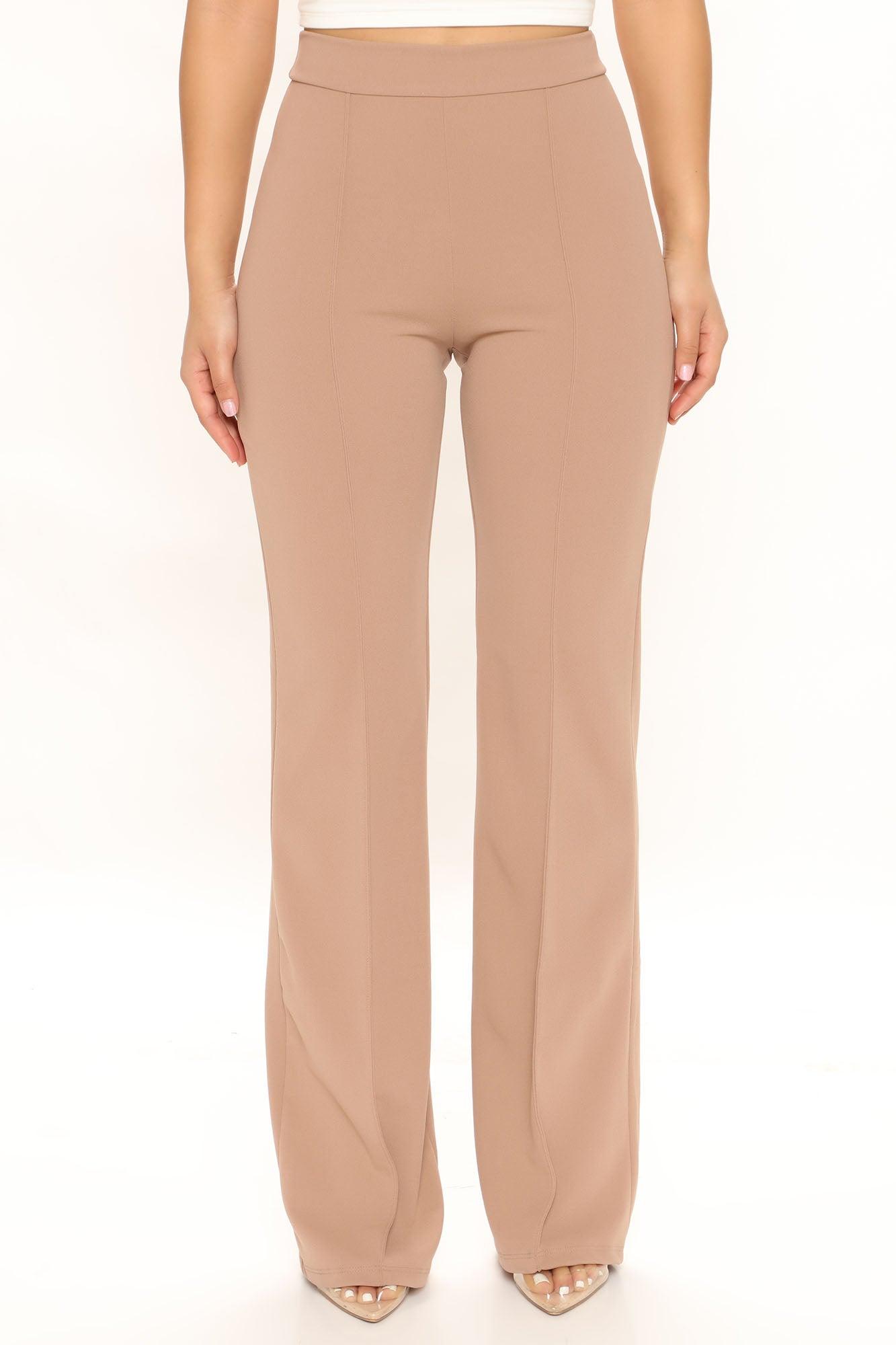 Victoria High Waisted Dress Pants - Taupe Product Image