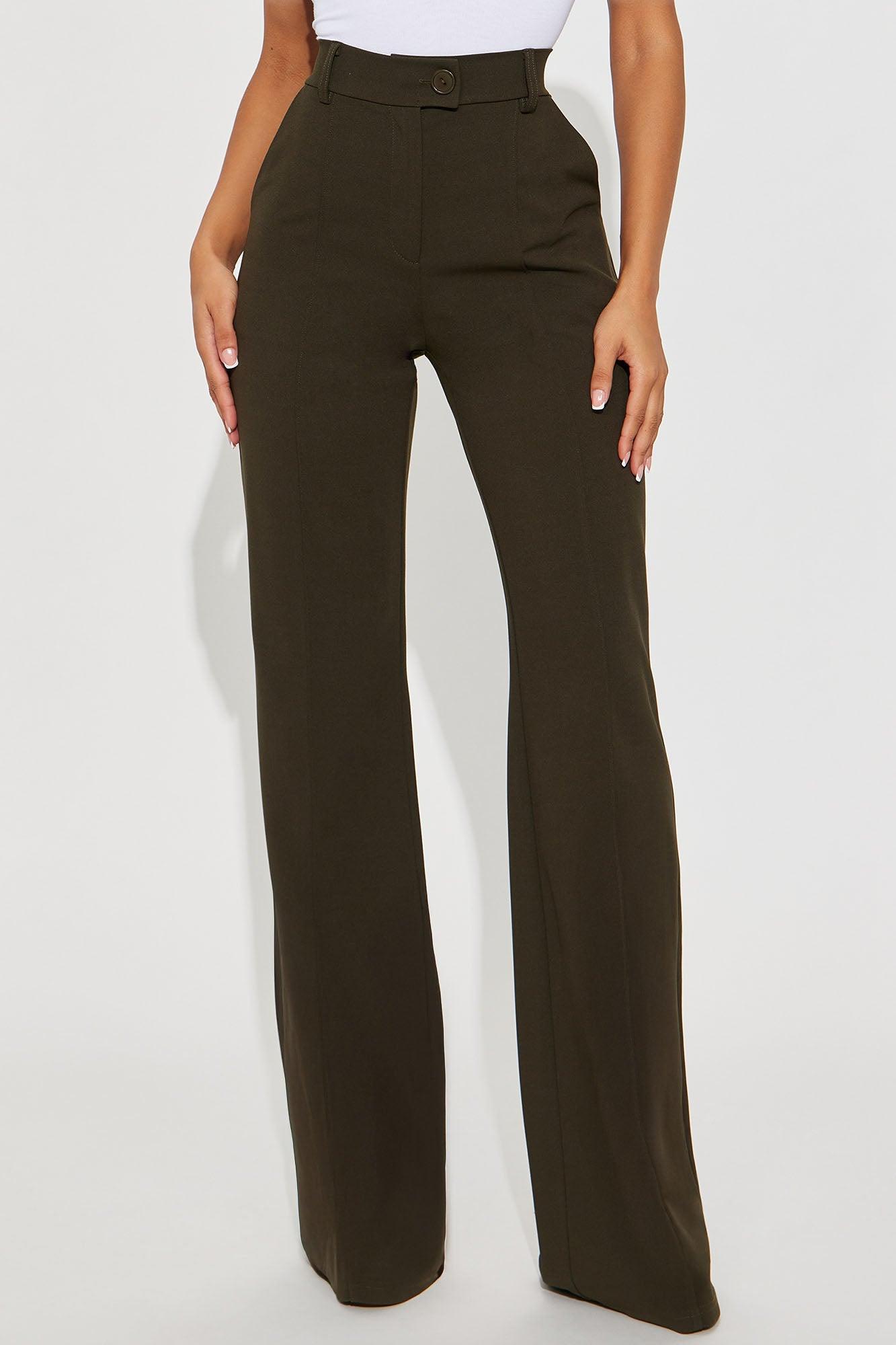 Tall Heidi Wide Leg Trouser Pant - Olive Female Product Image