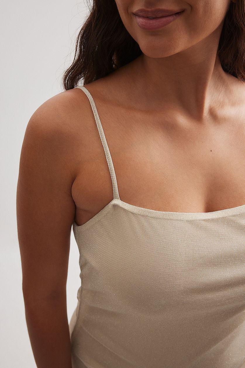 Rouched Mesh Glitter Dress Product Image