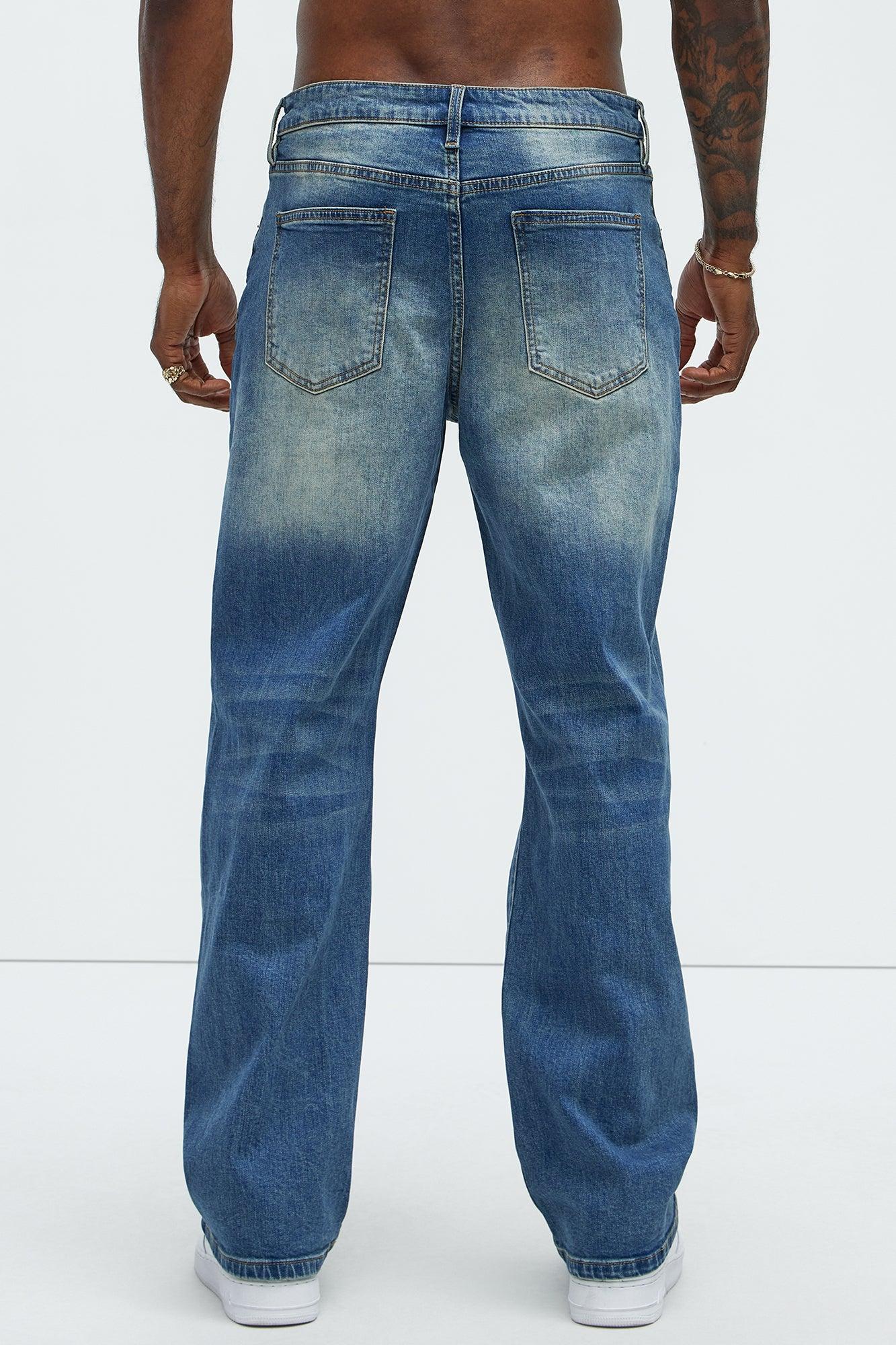 Douglas Repaired Straight Jeans - Medium Blue Wash Product Image