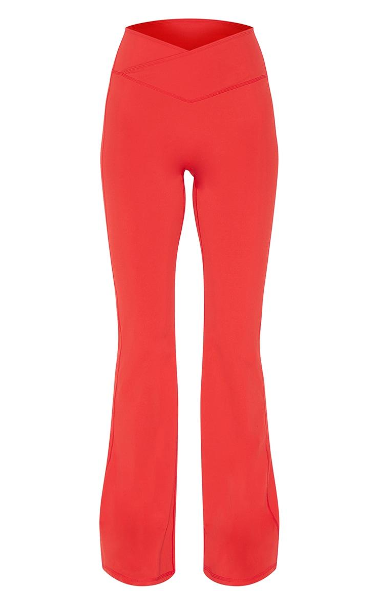 Red Sculpt Binding Wrap Contrast Waist Yoga Pants Product Image