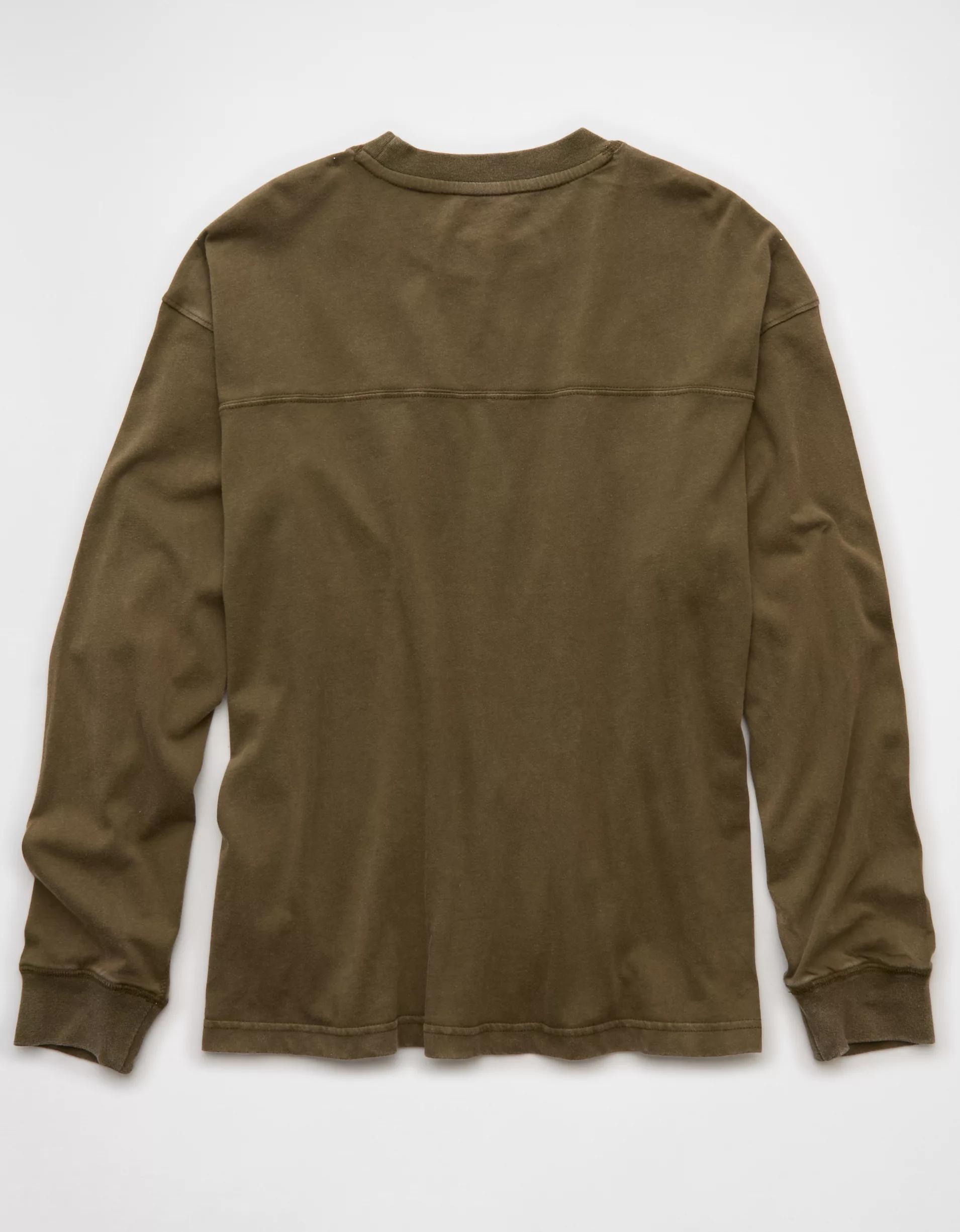 AE Long-Sleeve Boxy Sueded Jersey T-Shirt Product Image