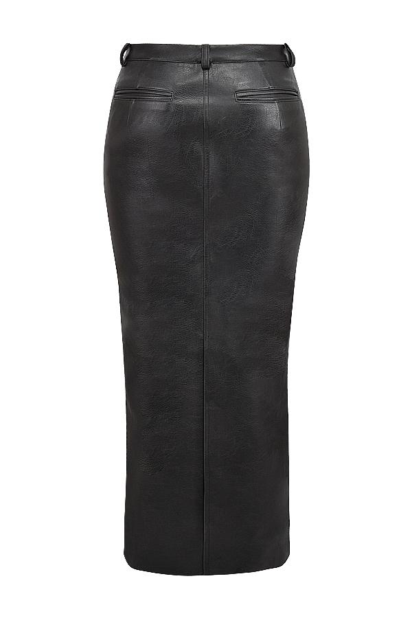 Tana  black vegan leather maxi skirt Product Image