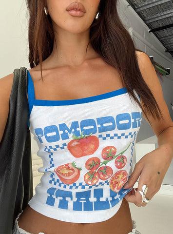 Pomodori Italia Graphic Tank White Product Image