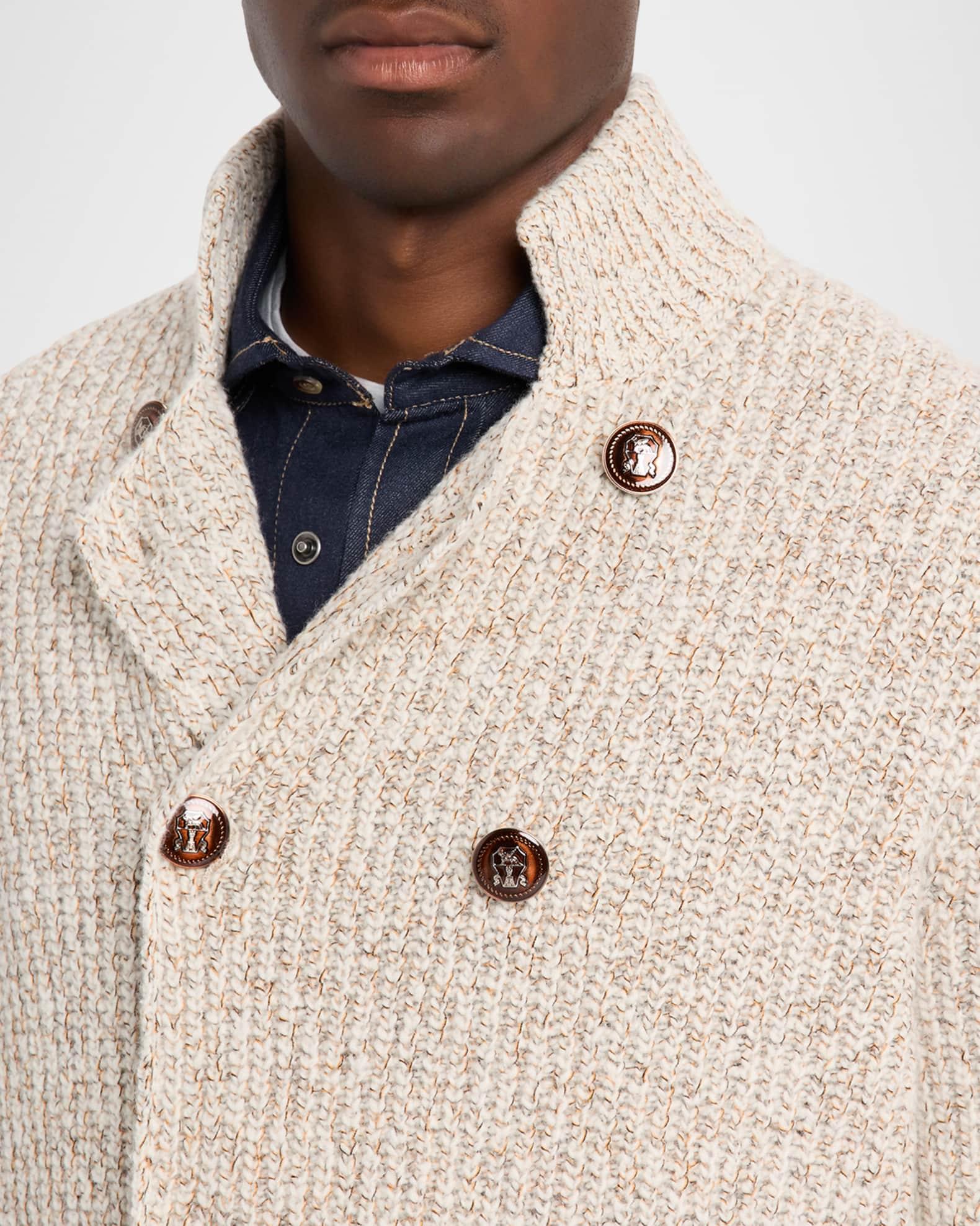 Men's Wool, Silk, and Cashmere Double-Breasted Cardigan Product Image