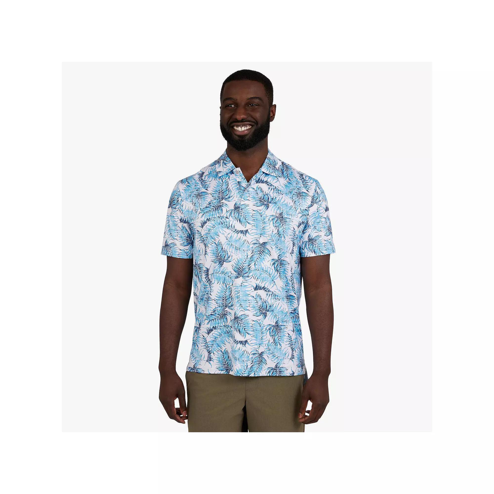 Men's Chaps Short Sleeve Printed Performance Polo, Size: XXL, Biker Blue Product Image