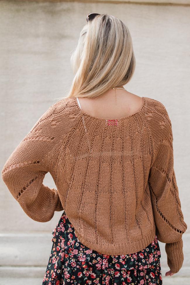 I'm Just Me Brown Cable Knit Lightweight Sweater FINAL SALE Product Image
