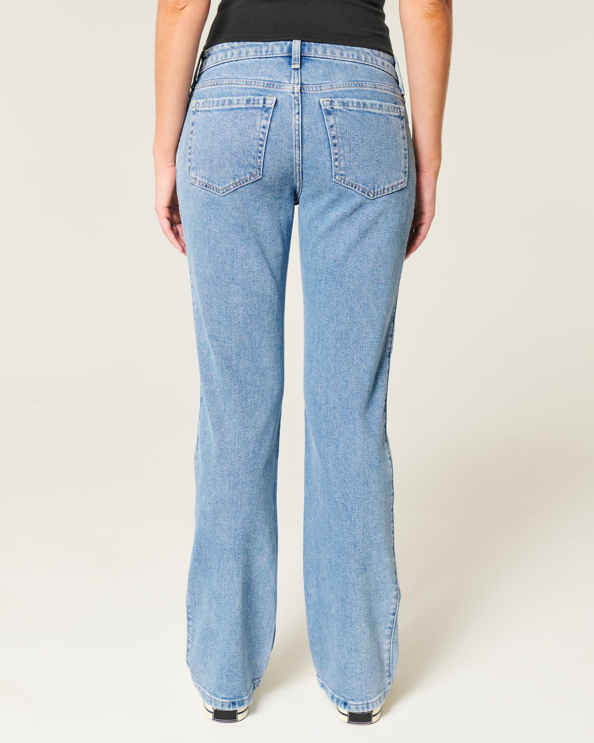 Low-Rise Ripped Medium Wash Relaxed Straight Jeans Product Image