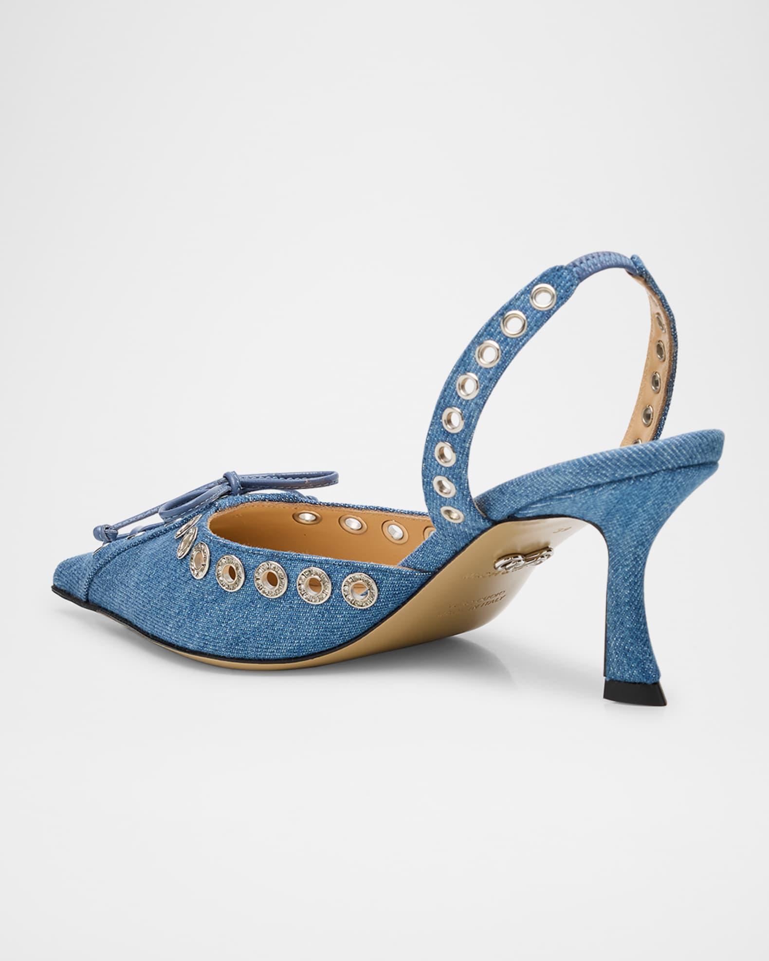 Crystalized Corset Denim Slingback Pumps Product Image