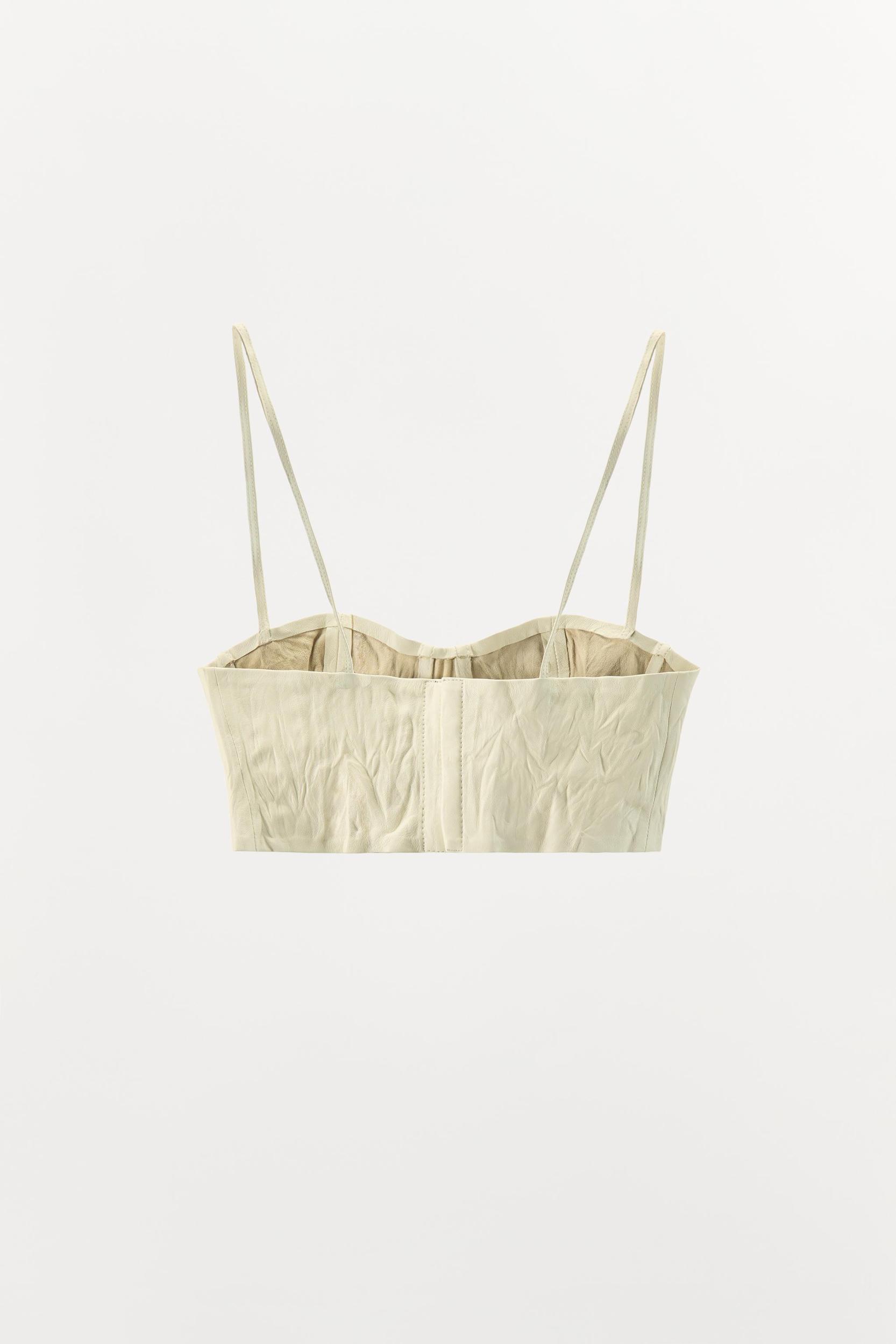 100% LEATHER RUCHED EFFECT CORSET TOP Product Image