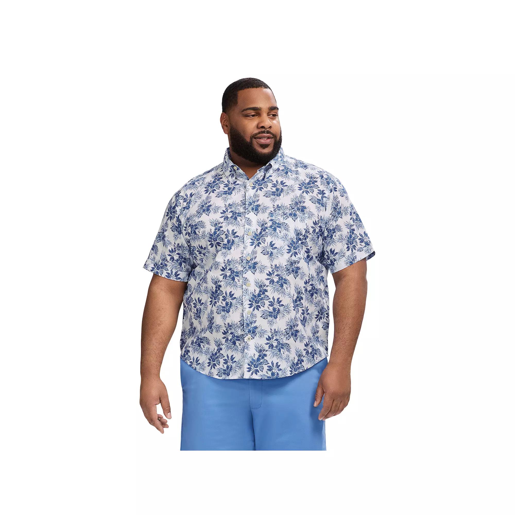 Big & Tall IZOD Dockside Short Sleeve Chambray, Men's, Size: XL Tall, Bright White Floral Product Image