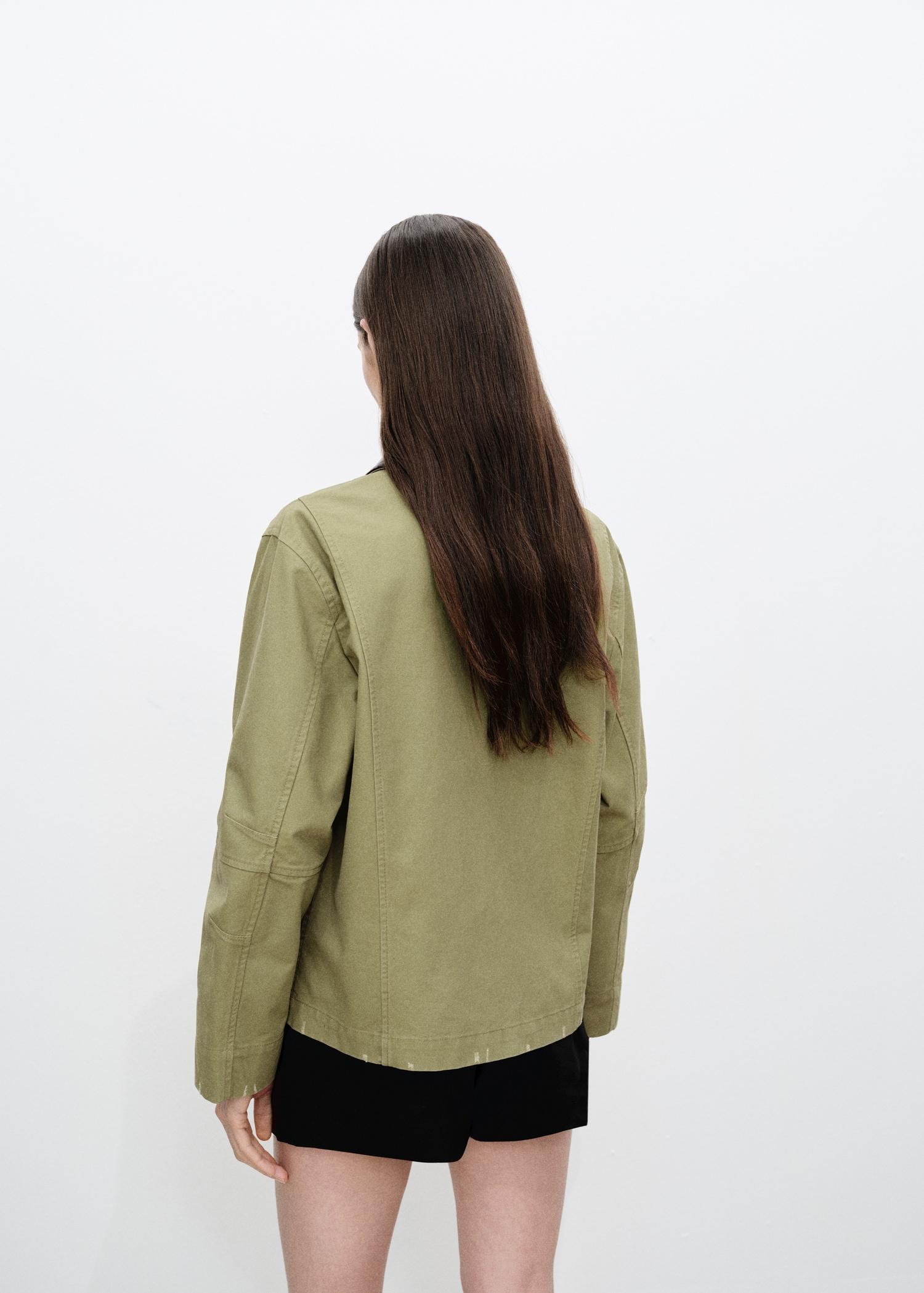 Cotton jacket with contrasting collar - Women | MANGO USA Product Image