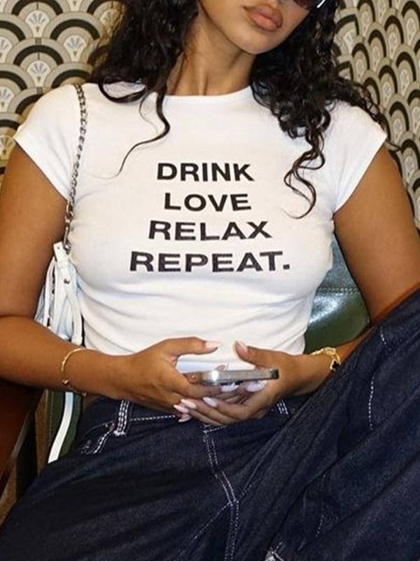 Letter Print Short Sleeve Tee Product Image