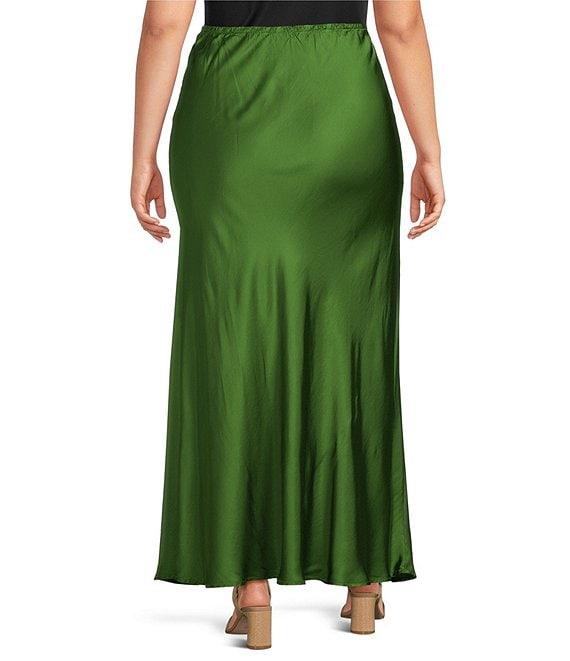 Bryn Walker Plus Viscose Satin Elastic Waist A-Line Bias Coordinating Skirt Product Image