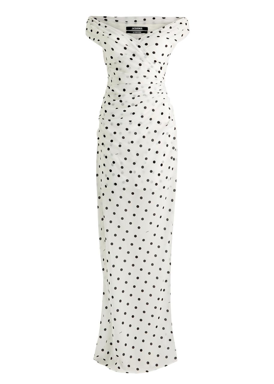 JACQUEMUS Women Rita Pois Long Dress In White Product Image