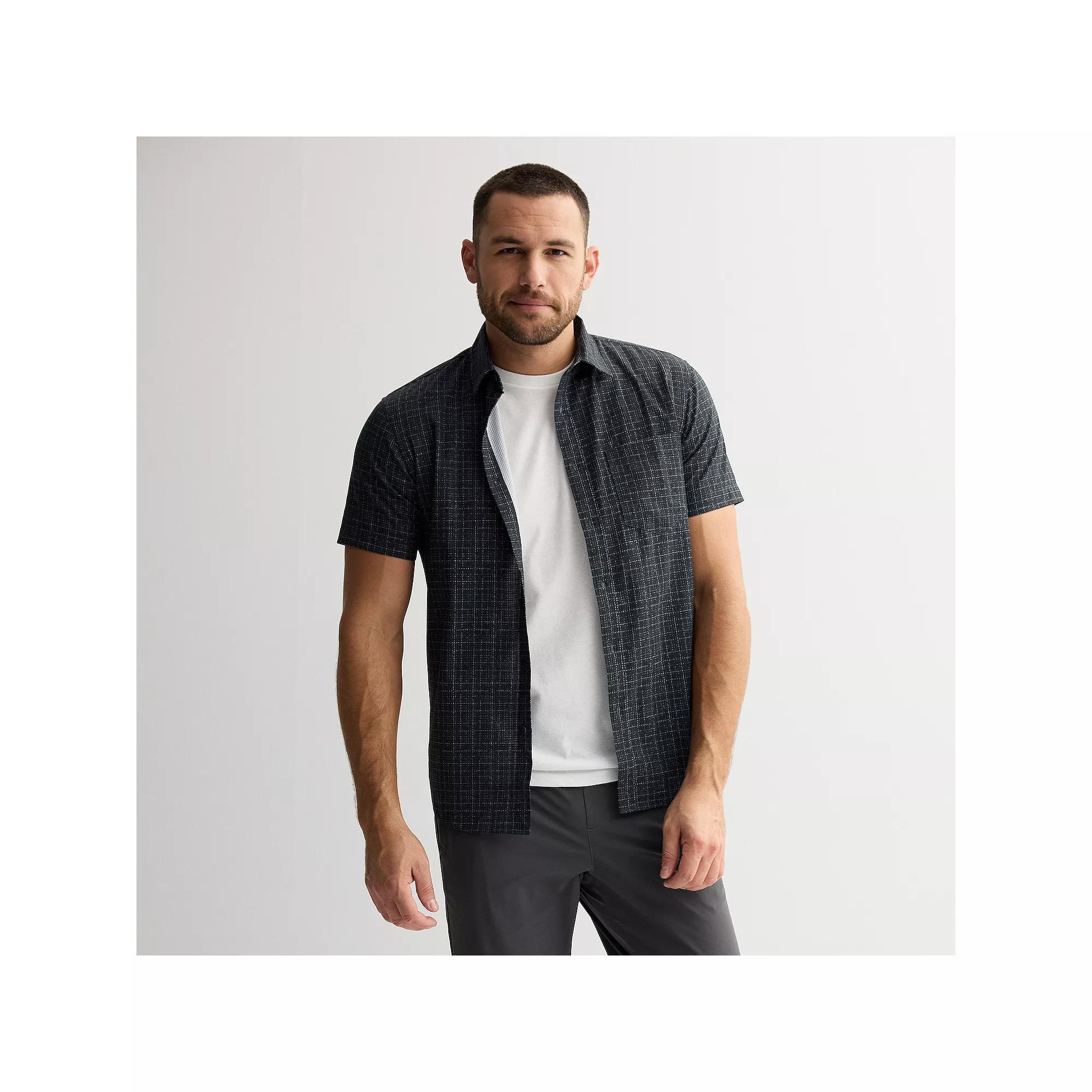 Men's FLX Performance Untucked-Fit Short Sleeve Button Down Shirt, Size: Small, Bayou Blue Product Image