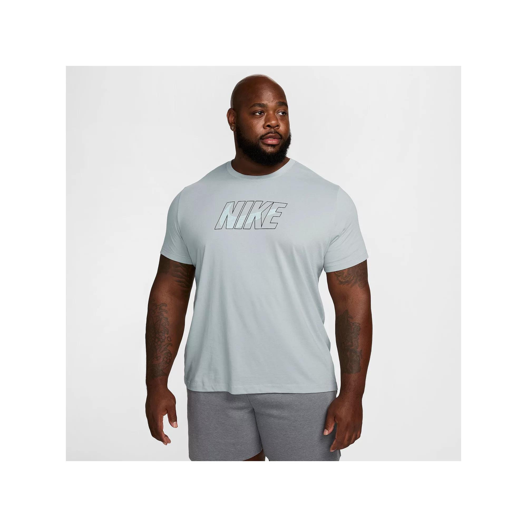 Men's Nike Dri-FIT Fitness Logo T-Shirt, Size: Large, Dark Gray Grey Product Image