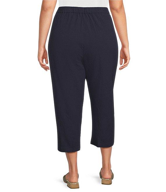 Eileen Fisher Plus Organic Cotton Blend Elastic Waist Straight Leg Pants Product Image