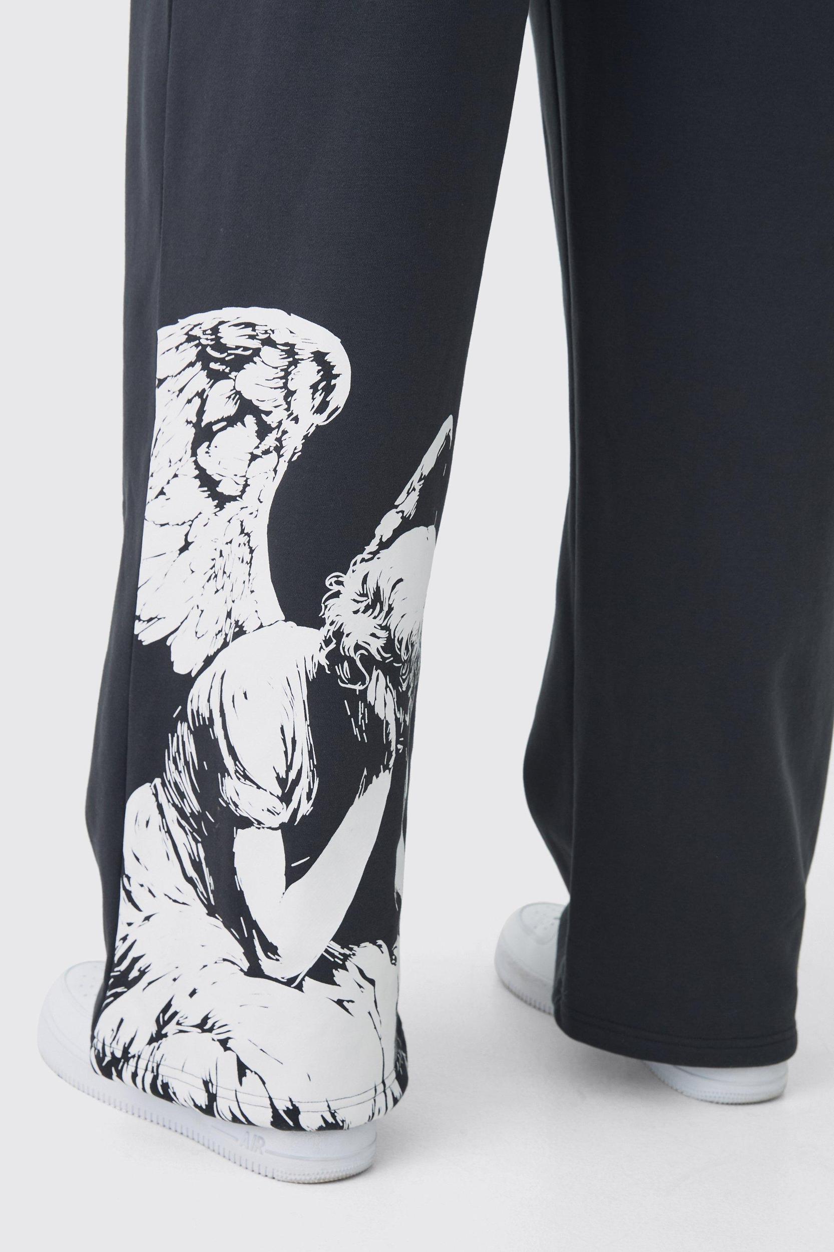 Plus Relaxed Cherub Print Sweatpants | boohooMAN USA Product Image
