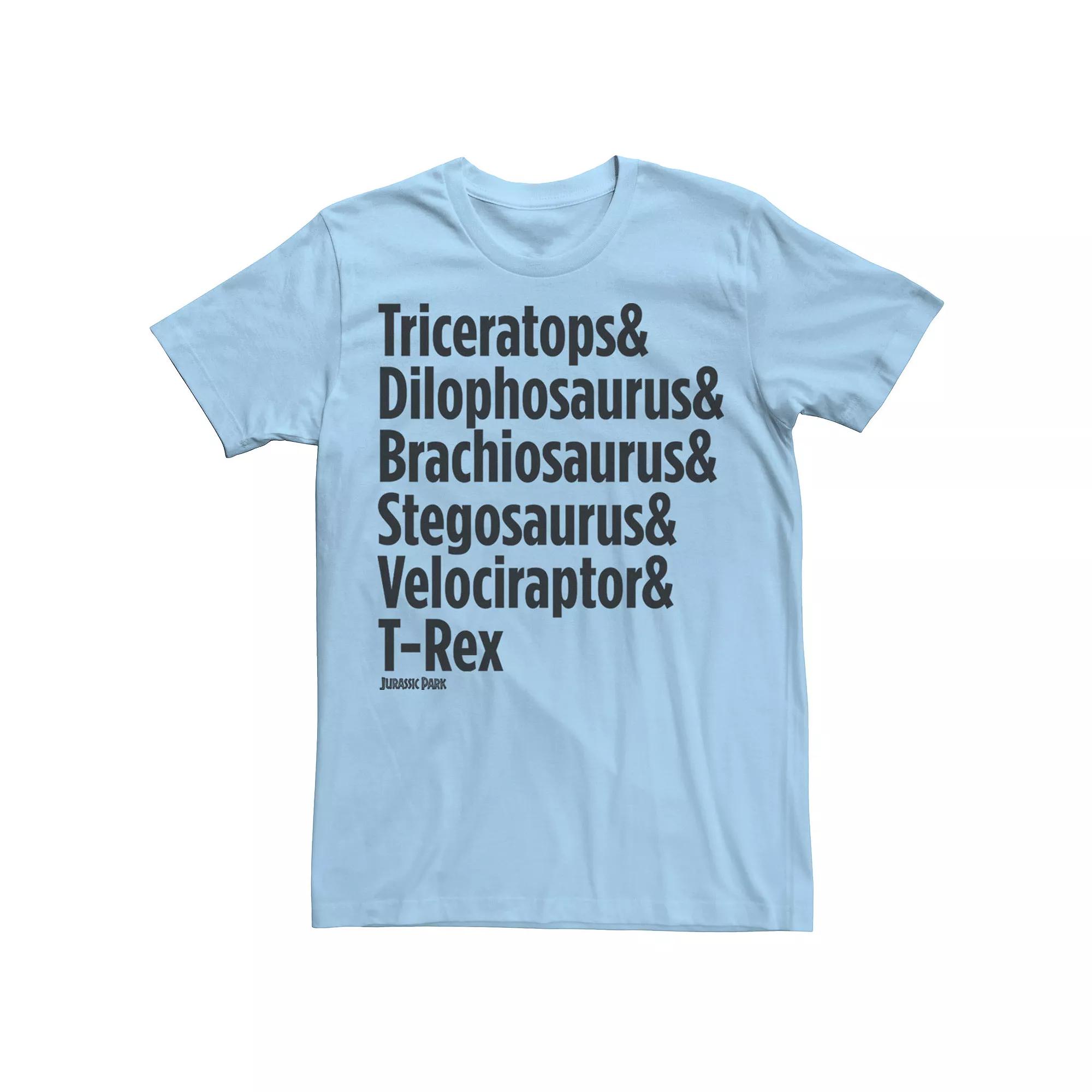Men's Jurassic Park Dinosaur Name Types Tee,  Product Image