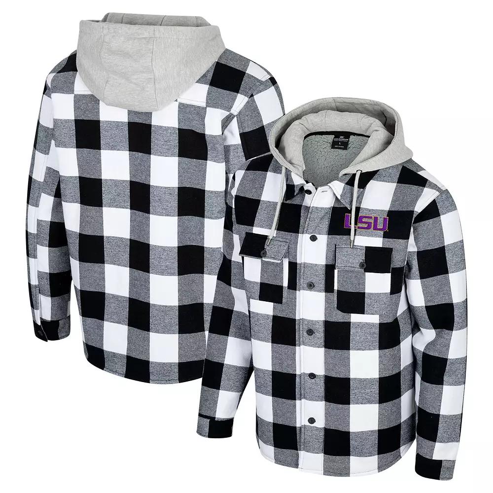 Men's Colosseum Black/White Wyoming Cowboys Buffalo Plaid Full-Zip Hoodie Jacket,  Product Image
