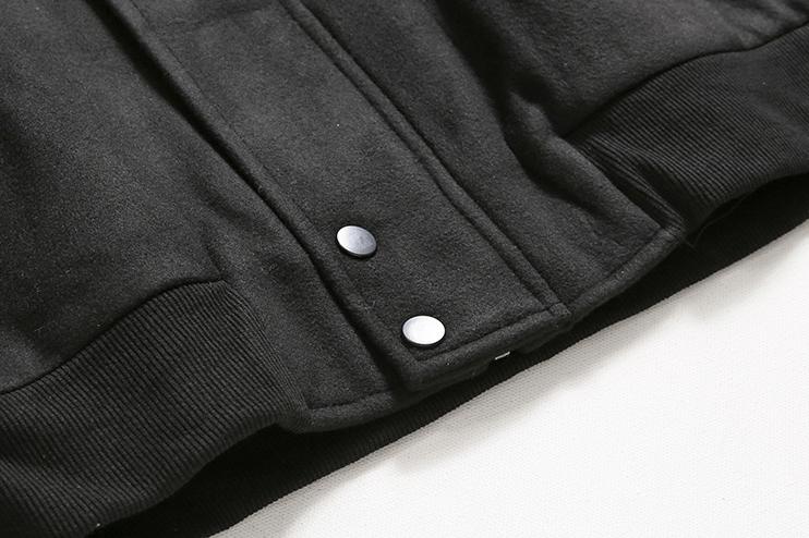 RT No. 6158 BLACK STAND COLLAR WOOLEN VARSITY JK Product Image