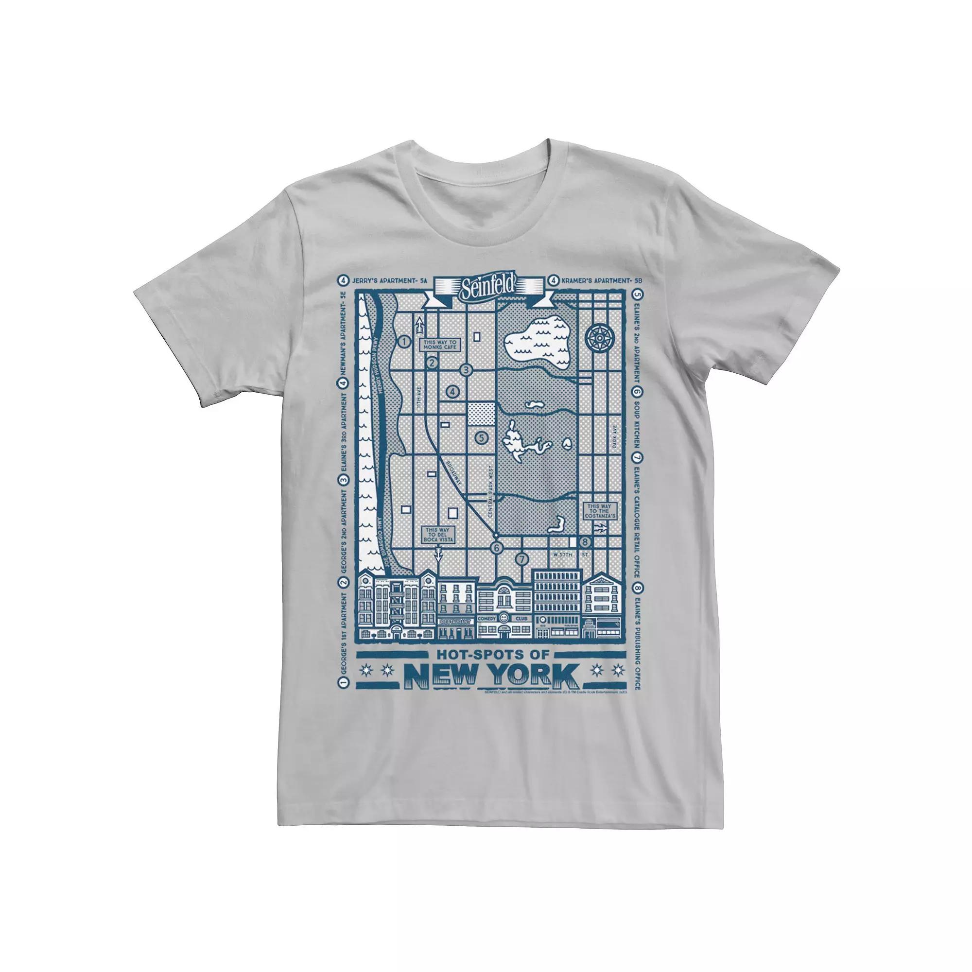 Men's Seinfeld Hot Spots Of N.Y. Map Tee,  Product Image