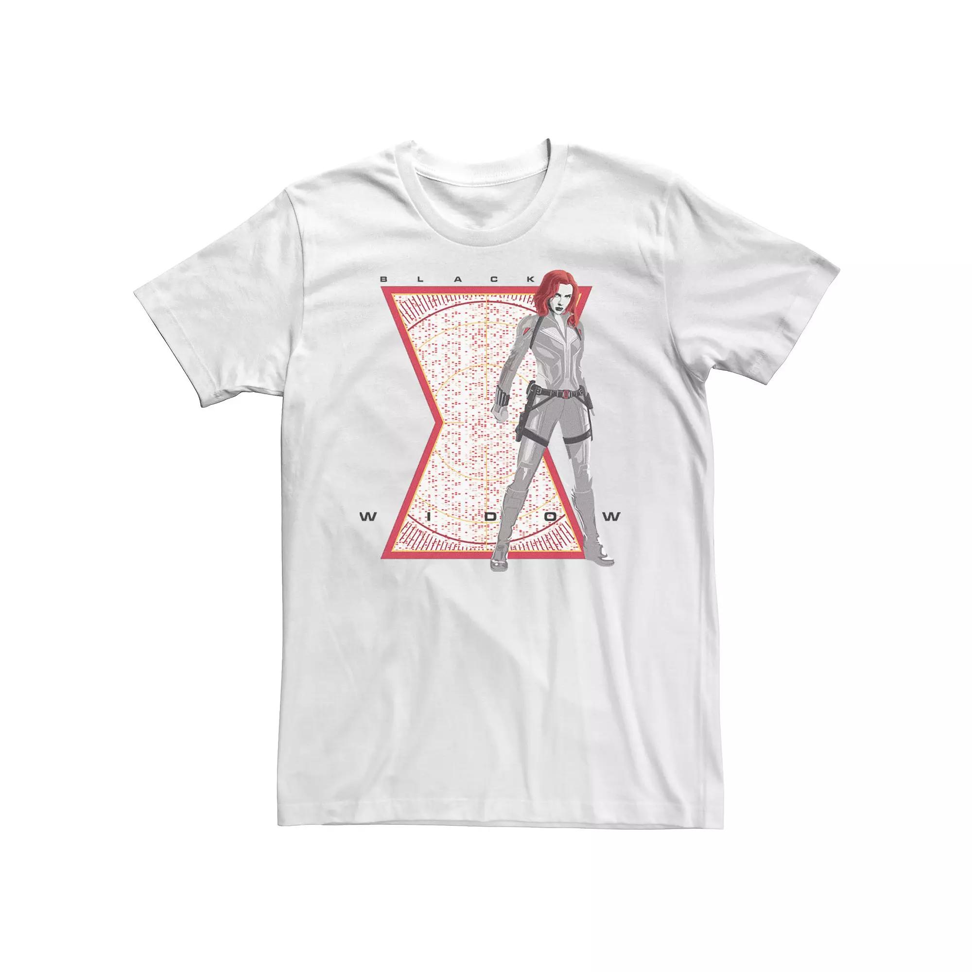 Big & Tall Marvel Black Widow Glitch Logo Fill Tee, Men's, Size: 3XL Tall, White Product Image