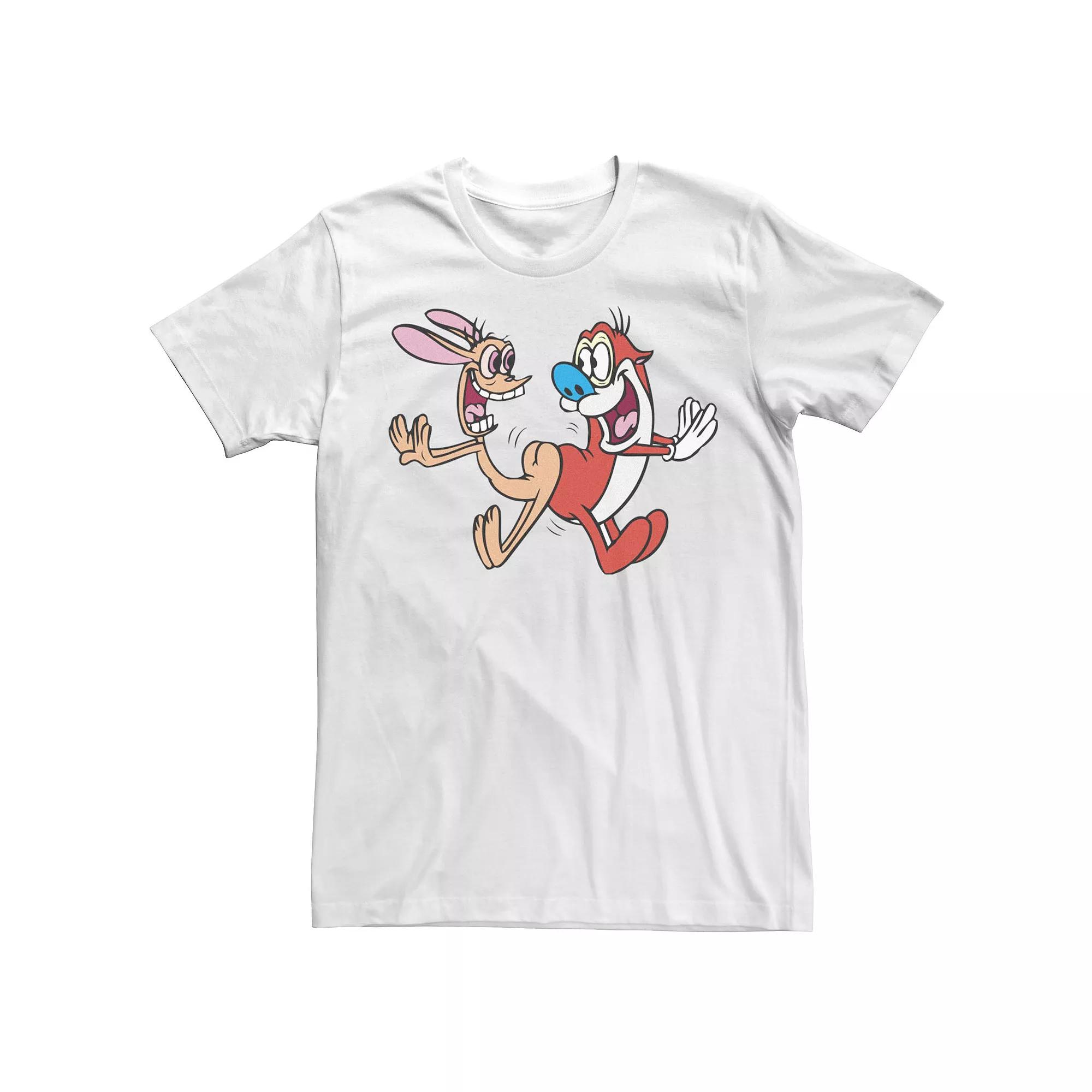 Men's Ren & Stimpy Jumping For Joy Portrait Tee, Size: Small, White Product Image