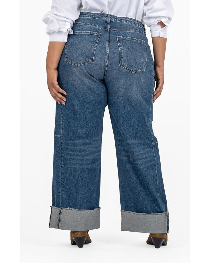 Women's KUT from the Kloth Plus Meg High-Rise Fab Ab Wide Leg -Roll Up in Commitment Product Image