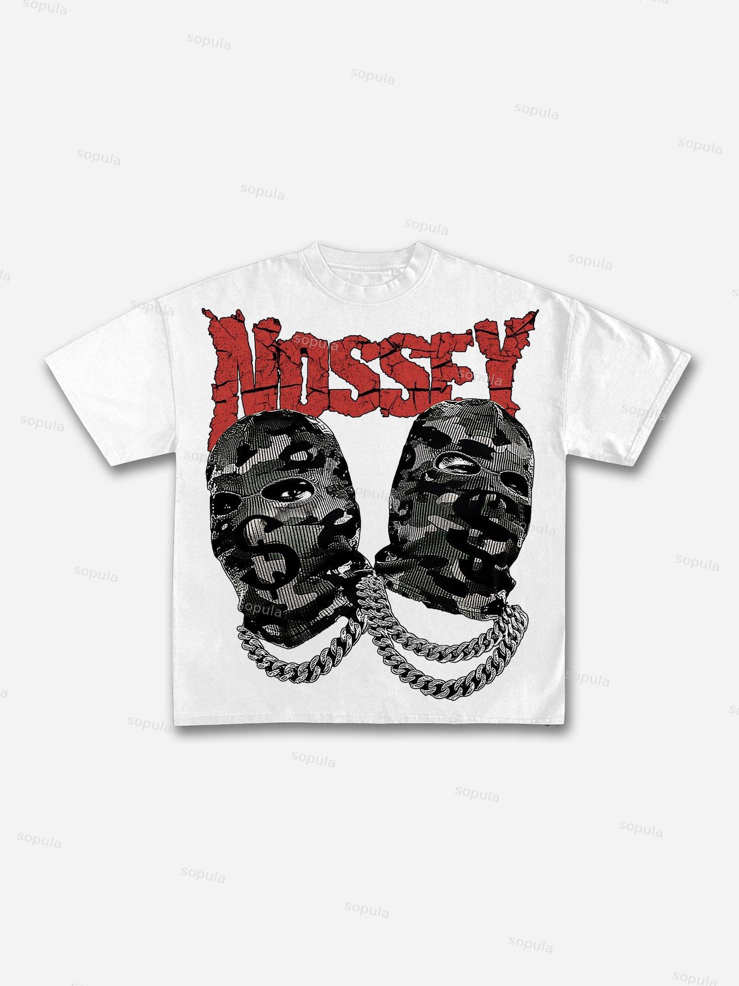 Noissey Camo Double Head Mask Graphic Cotton T-shirt Product Image