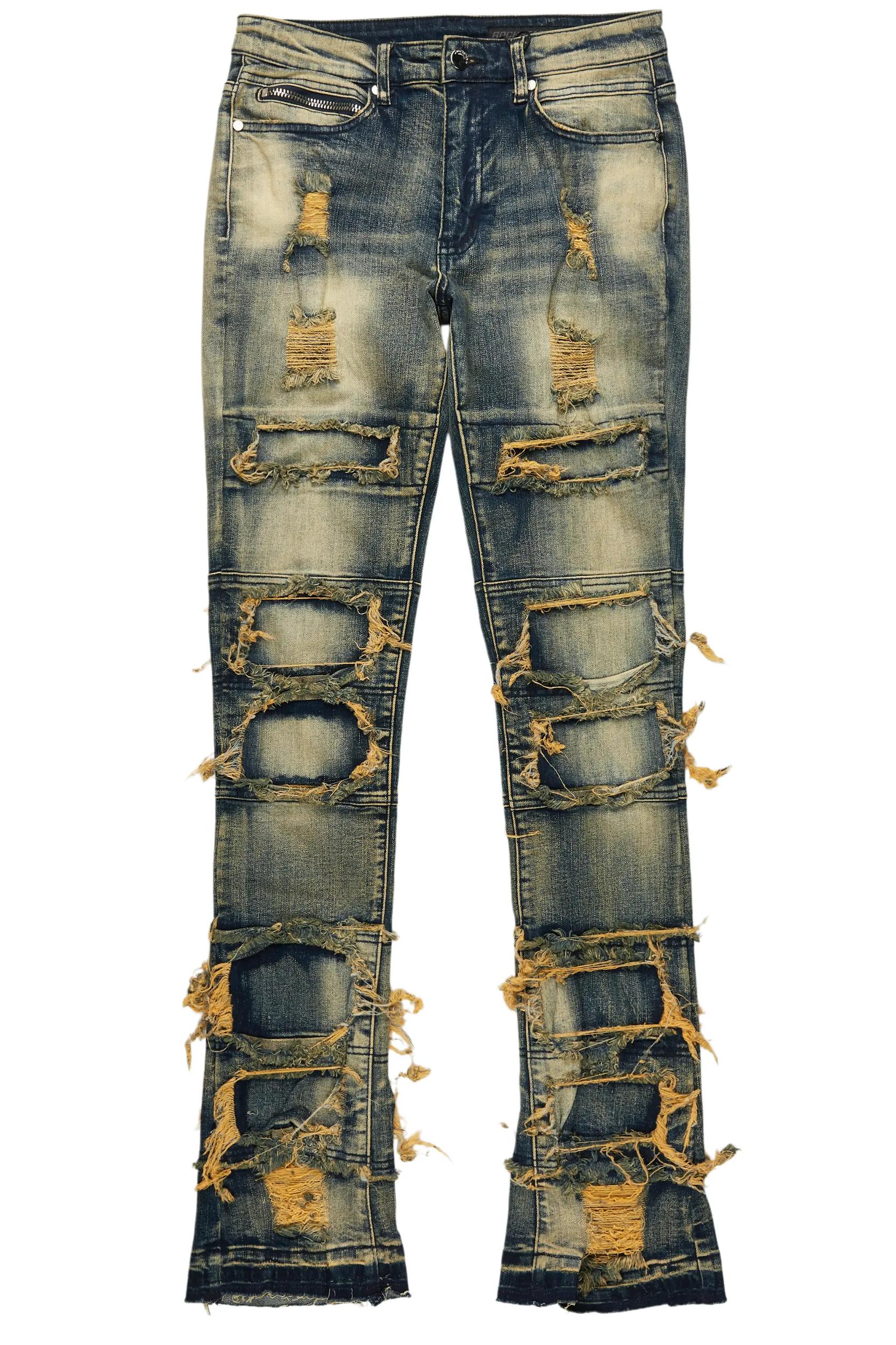 Vasco Tint Dark Wash Blue Stacked Flare Jean Male Product Image