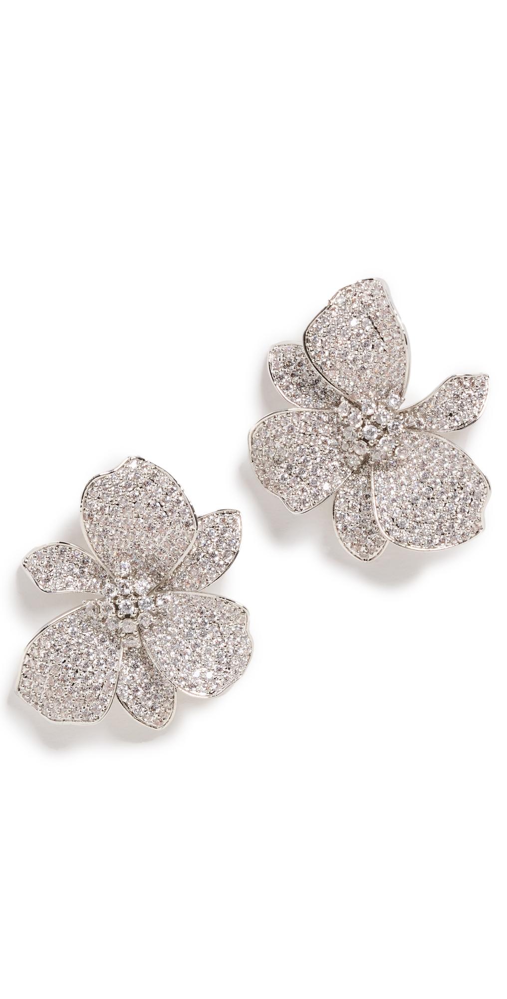 Womens Eden Sterling Silver & Cubic Zirconia Flower Earrings Product Image
