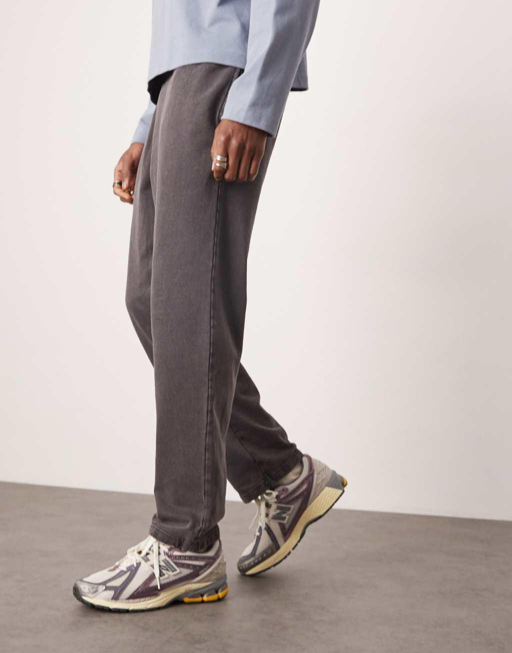 ASOS DESIGN straight leg sweatpants in washed gray Product Image