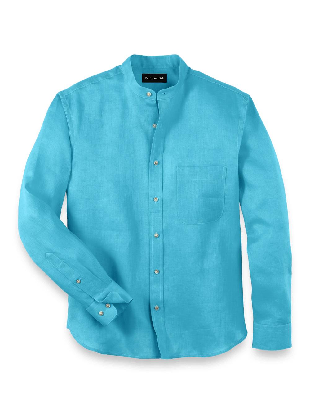 Linen Solid Casual Shirt - Aqua Product Image