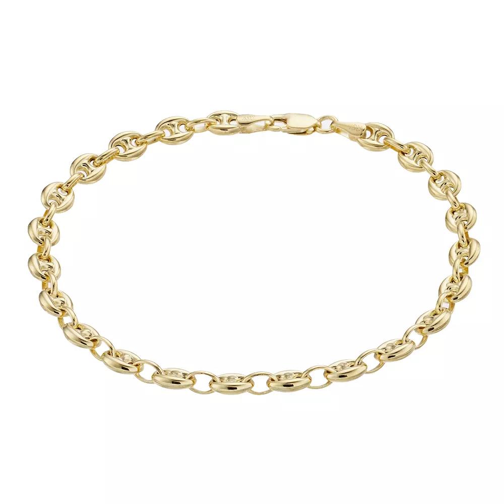 14k Gold Lite Puffed Mariner Bracelet, Women's, Size: 7" Product Image