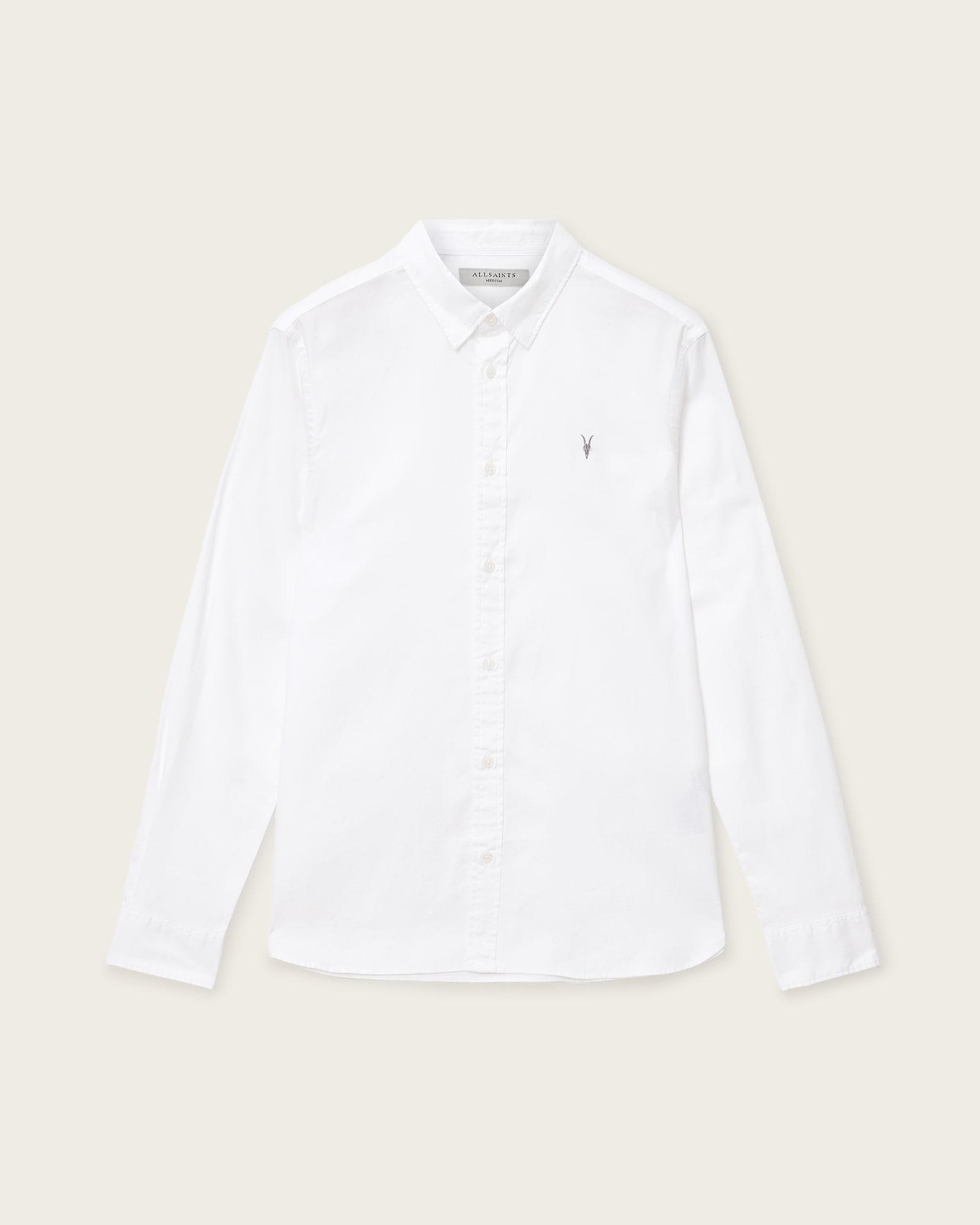 Hawthorne Ramskull Stretch Fit Shirt White | ALLSAINTS US Product Image