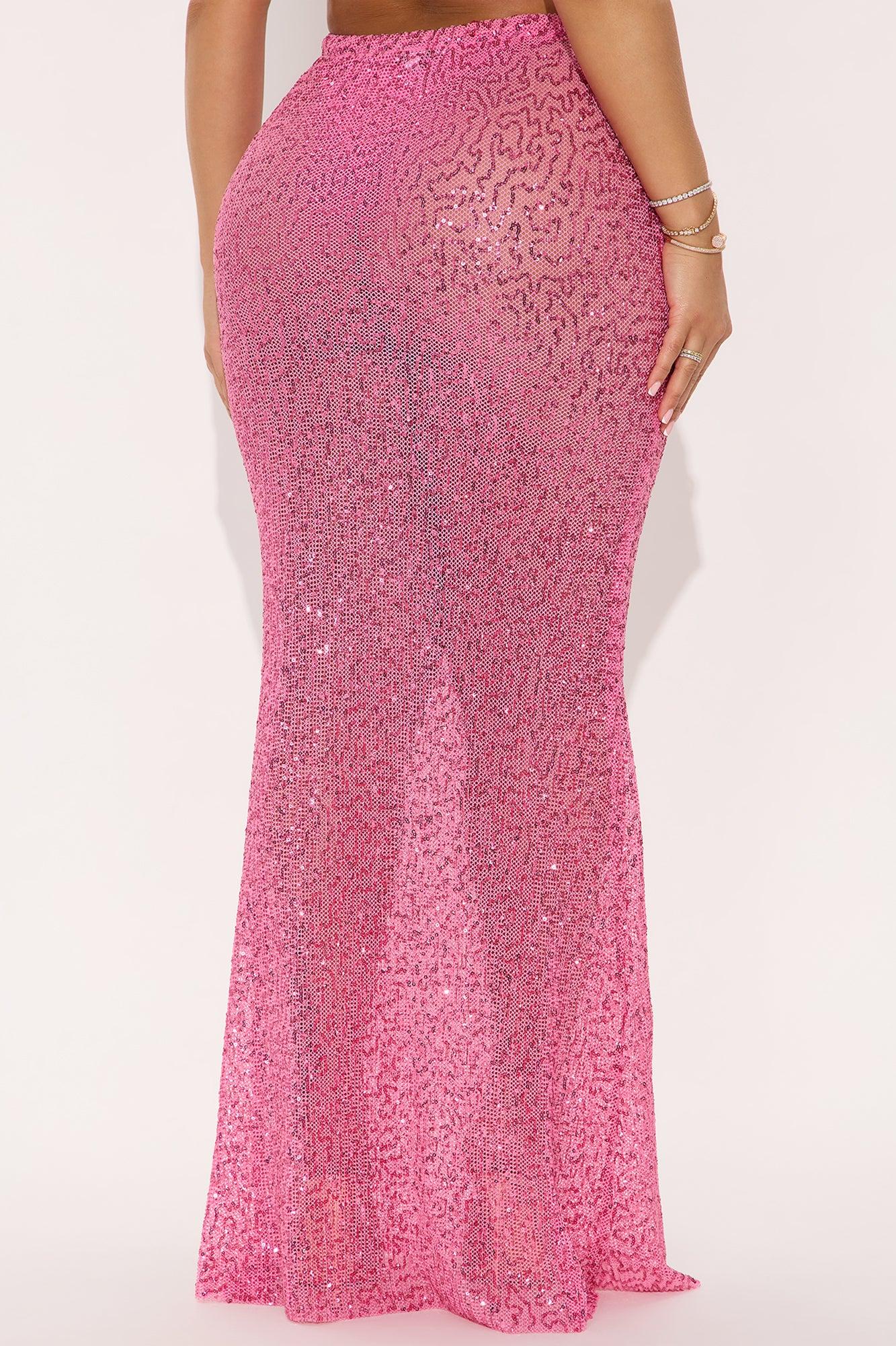 Lost In Paradise Sequin Maxi Skirt - Pink Product Image