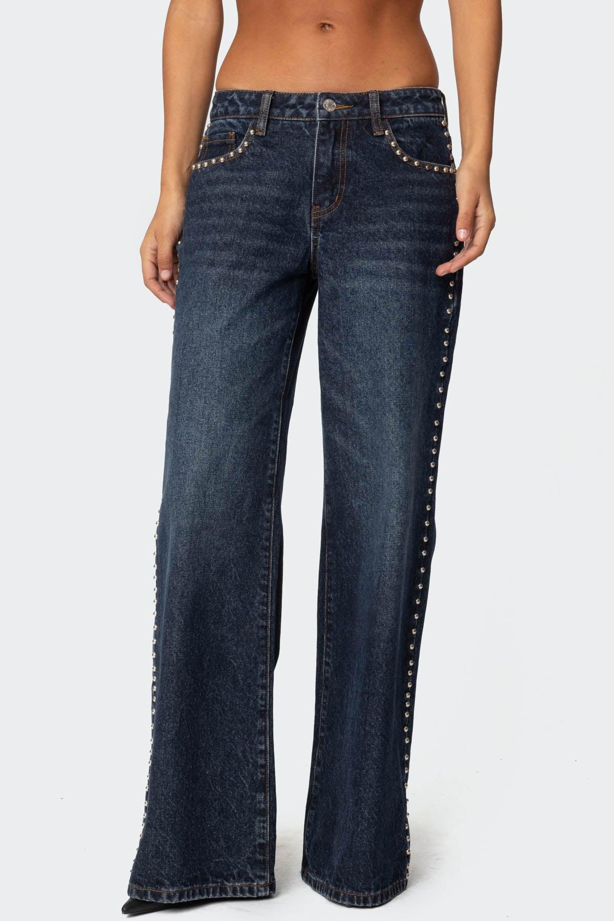 Stassie Studded Low Rise Baggy Jeans Product Image