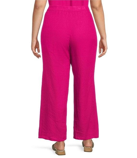 Eileen Fisher Plus Organic Linen Mid-Rise Straight Leg Pants Product Image